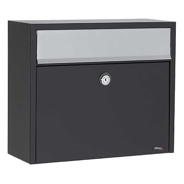 Allux Series LT150 Wall Mount Mailbox in Black with Gray Flap